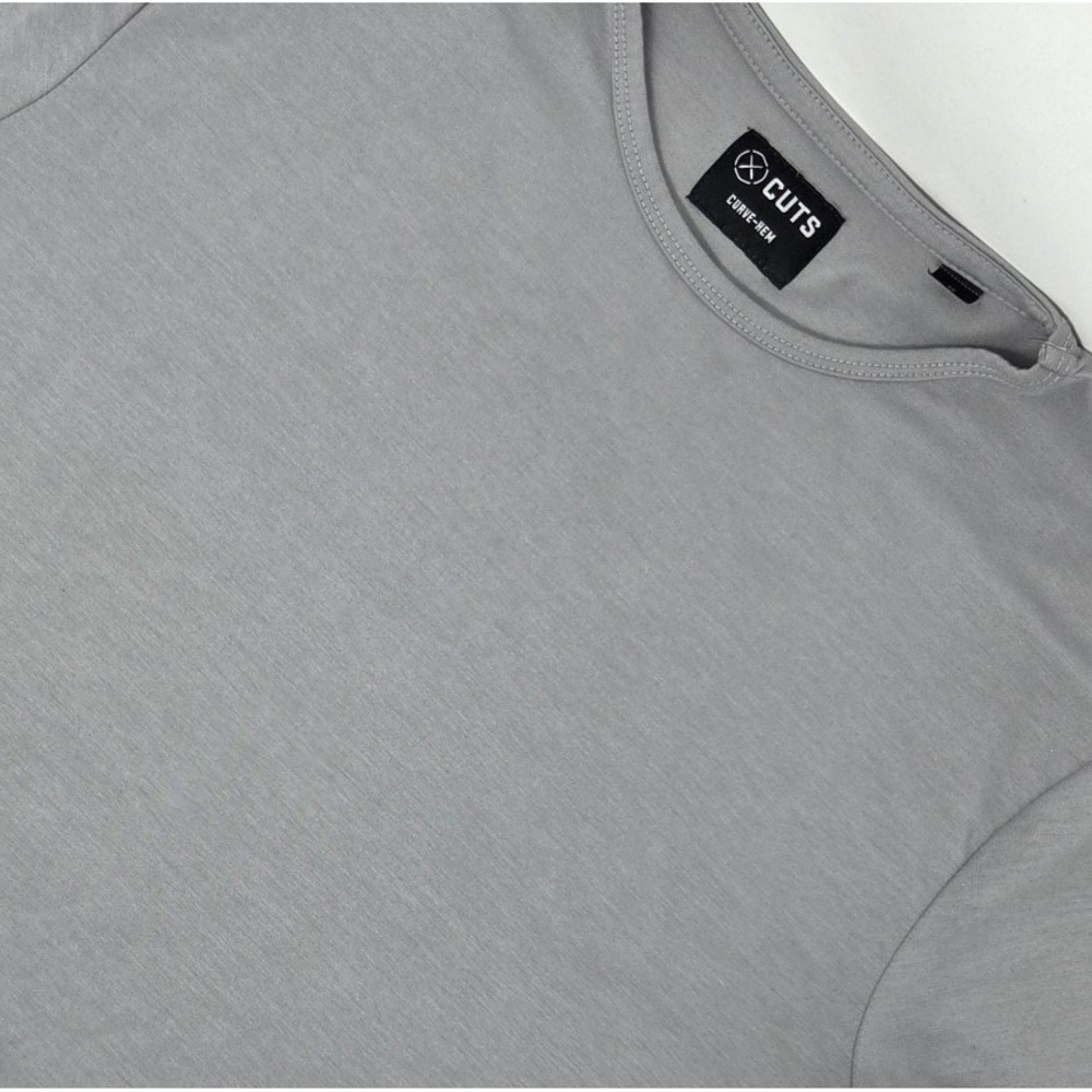 Cuts Clothing Mens Crew Neck Curve Hem T Shirt Gray Medium Gym Active Sports
